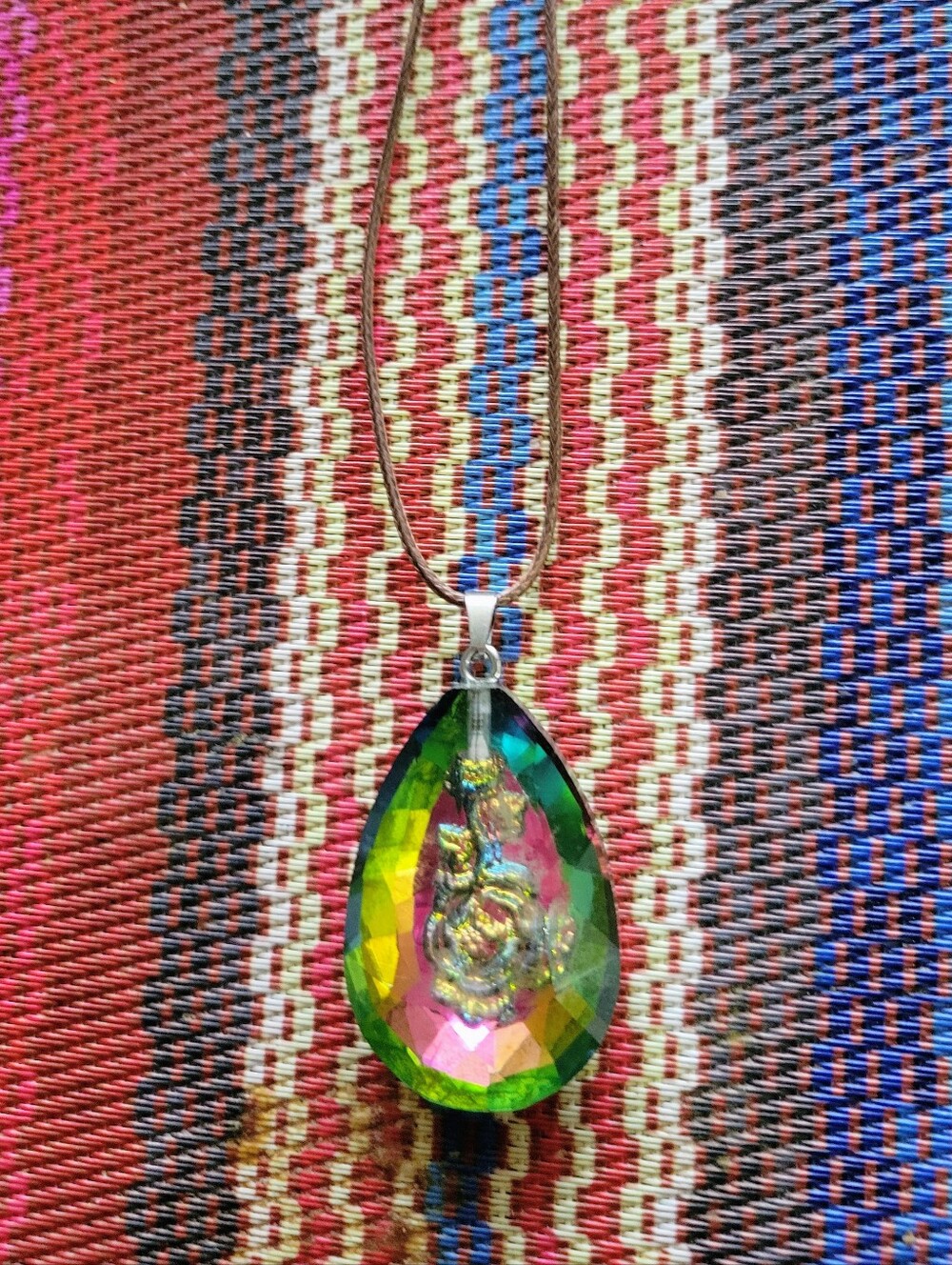 Rainbow Crystal Suncatcher Chandeliers Prism Green and Iridescent. Chakkra Deco - Picture 2 of 3